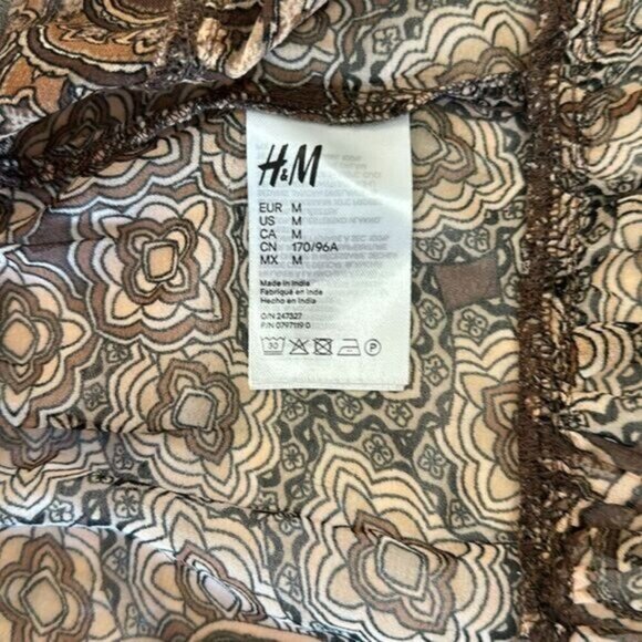 H&M Bohemian Brown Block Print Style Dress Size Medium - Picture 6 of 7